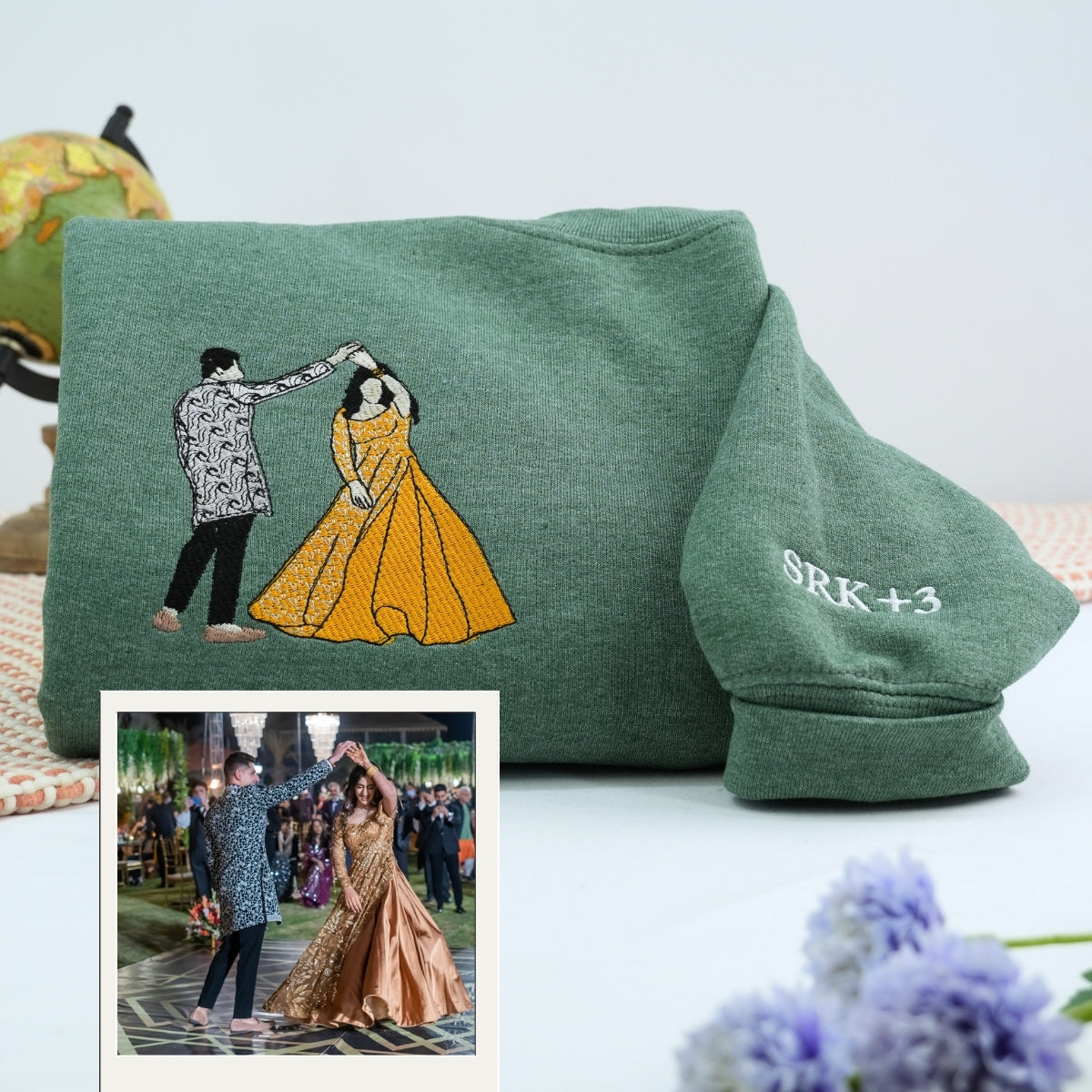 Anniversary Gift Custom Embroidered Roman Numeral Hoodie - Personalized Couple Sweatshirt