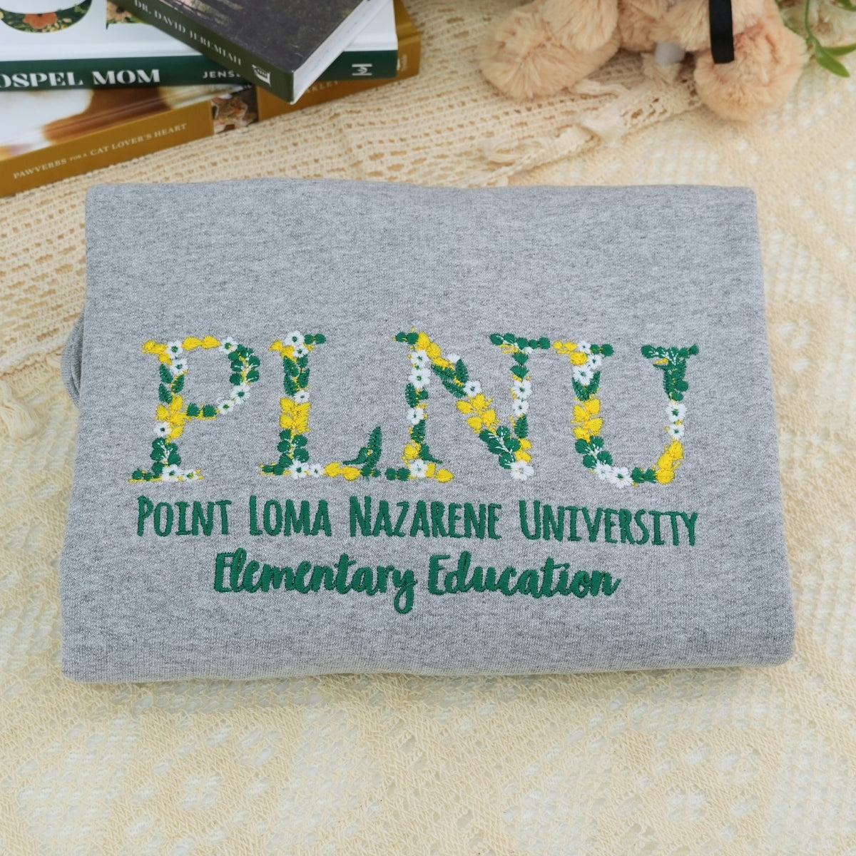 Graduation Gift Custom Embroidered School Hoodie - Floral University Sweatshirt