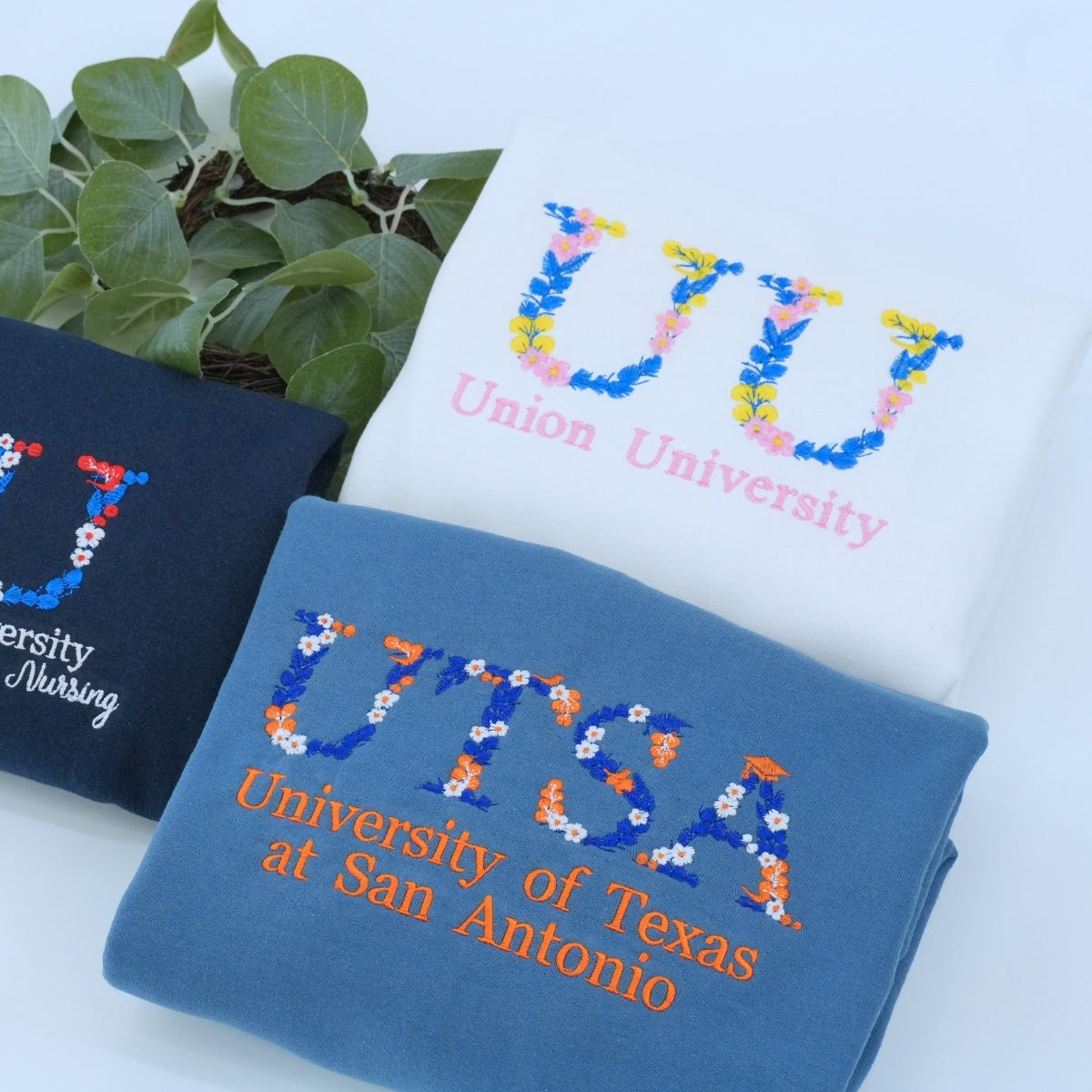 Graduation Gift Custom Embroidered School Hoodie - Floral University Sweatshirt