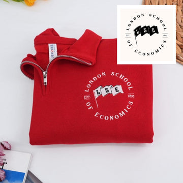 School Spirit Custom Embroidered Logo Quarter-Zip Hoodie - Personalized Student Sweatshirt