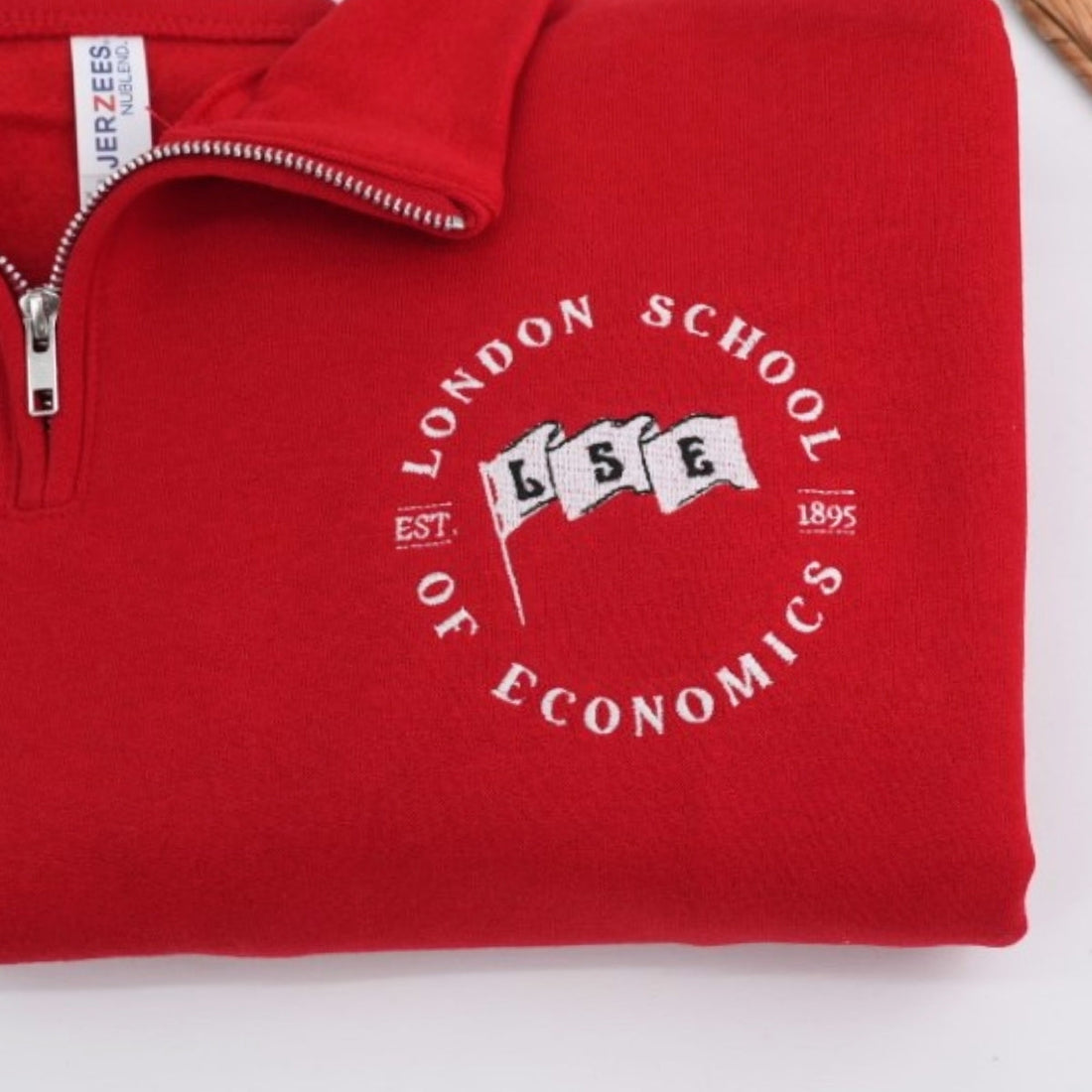School Spirit Custom Embroidered Logo Quarter-Zip Hoodie - Personalized Student Sweatshirt