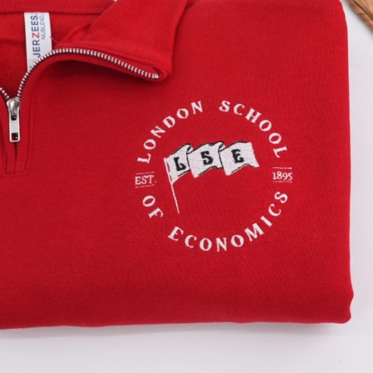 School Spirit Custom Embroidered Logo Quarter-Zip Hoodie - Personalized Student Sweatshirt