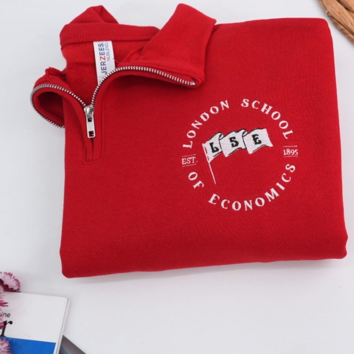 School Spirit Custom Embroidered Logo Quarter-Zip Hoodie - Personalized Student Sweatshirt
