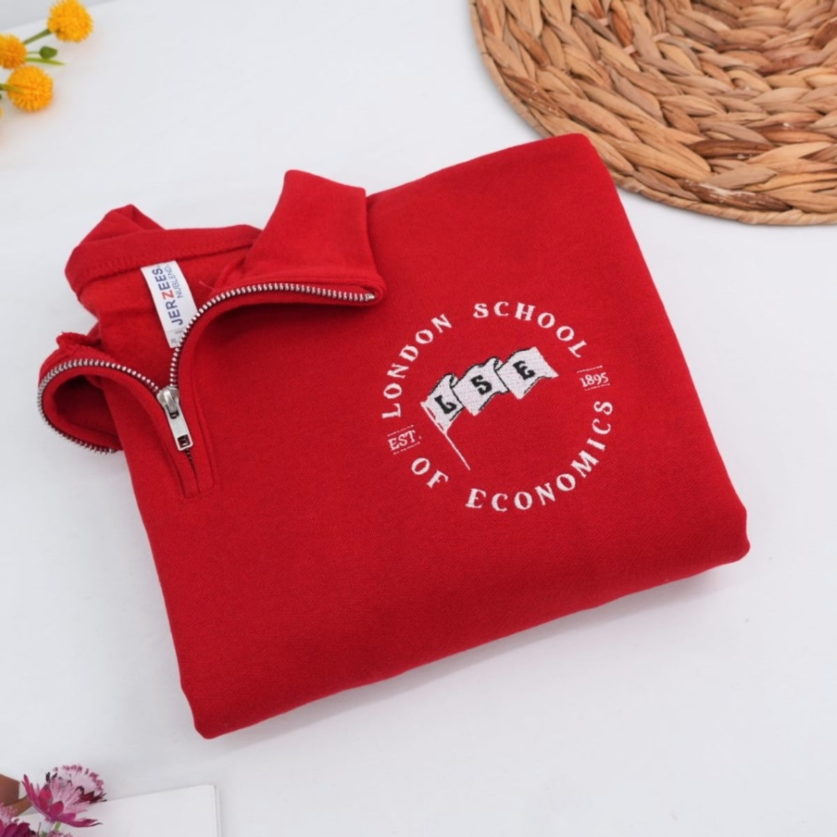 School Spirit Custom Embroidered Logo Quarter-Zip Hoodie - Personalized Student Sweatshirt
