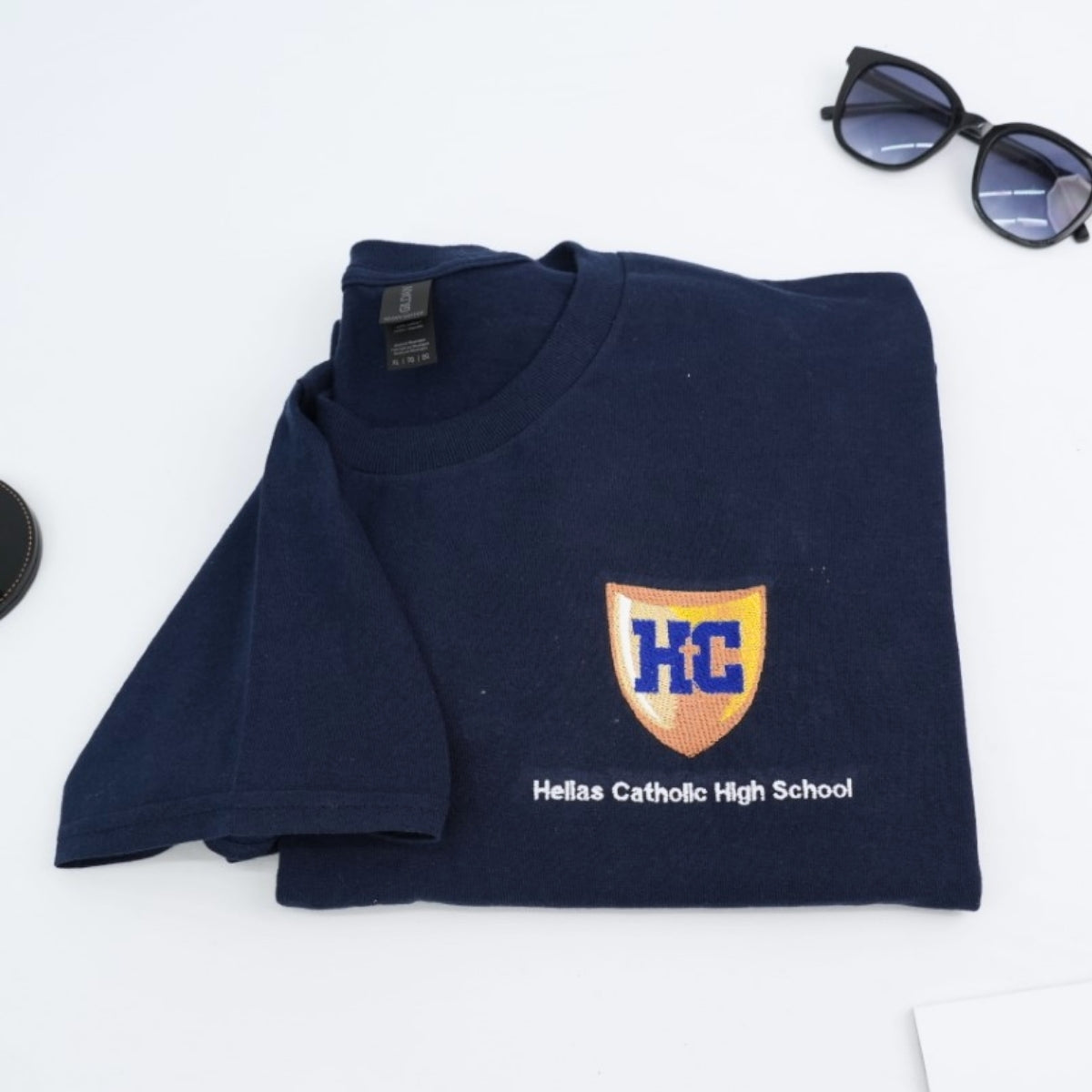 School Spirit Custom Embroidered School Logo T-Shirt - University Apparel Gift