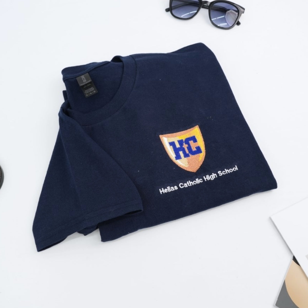 School Spirit Custom Embroidered School Logo T-Shirt - University Apparel Gift