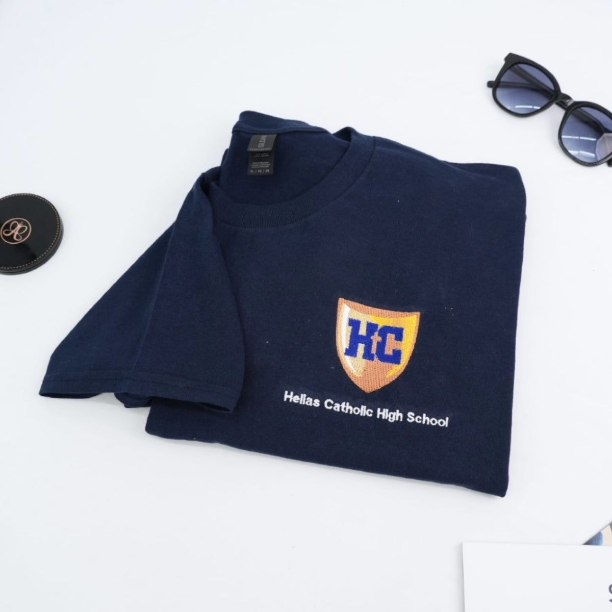 School Spirit Custom Embroidered School Logo T-Shirt - University Apparel Gift