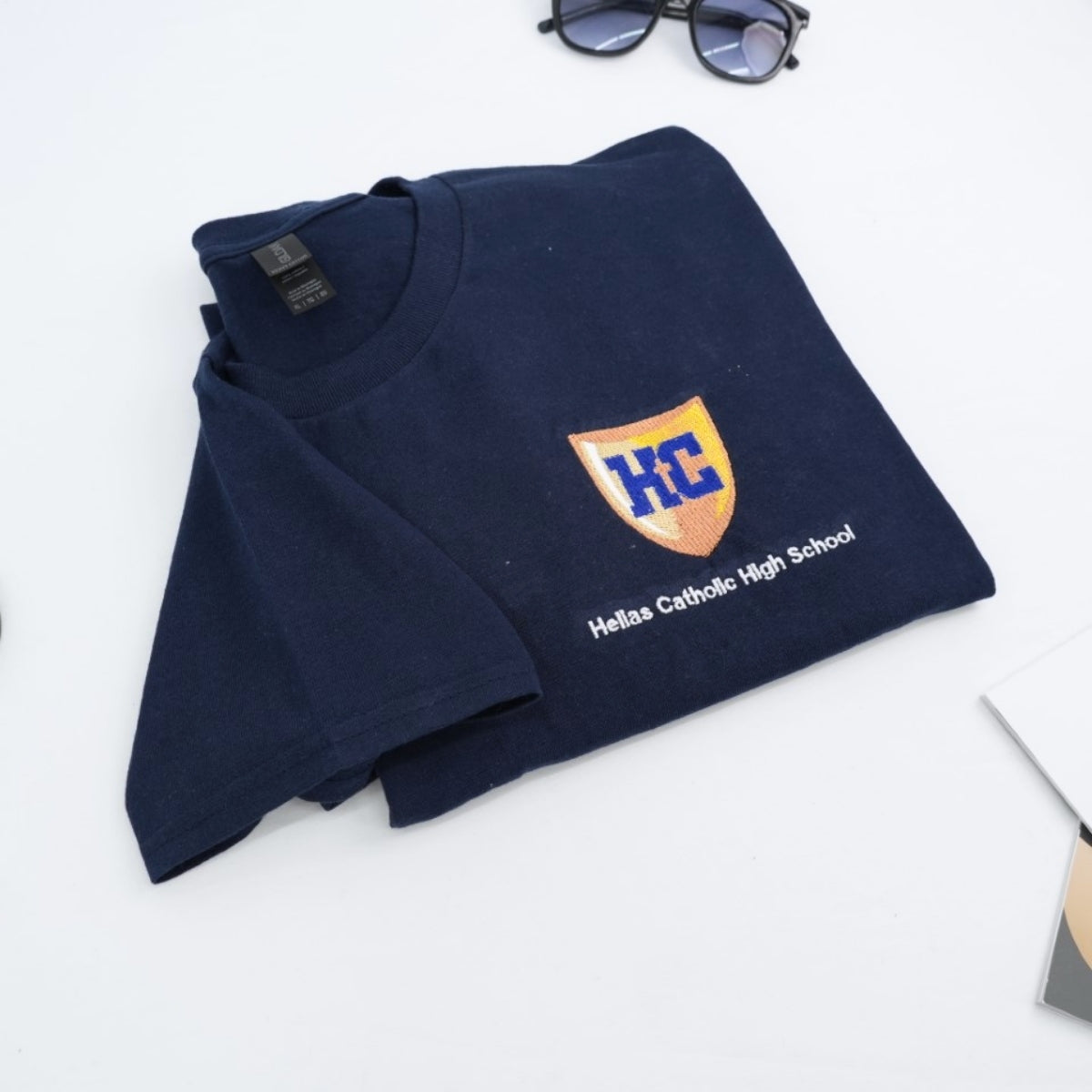 School Spirit Custom Embroidered School Logo T-Shirt - University Apparel Gift