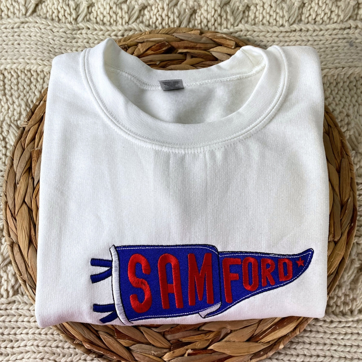 Alumni Gift Custom Embroidered School Pennant Sweatshirt - Vintage University Apparel