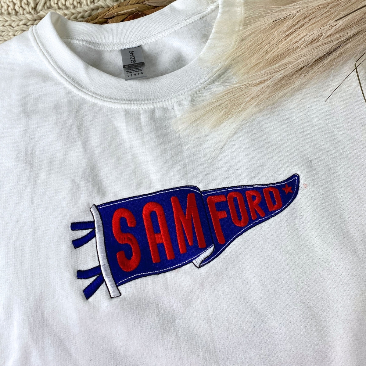 Alumni Gift Custom Embroidered School Pennant Sweatshirt - Vintage University Apparel