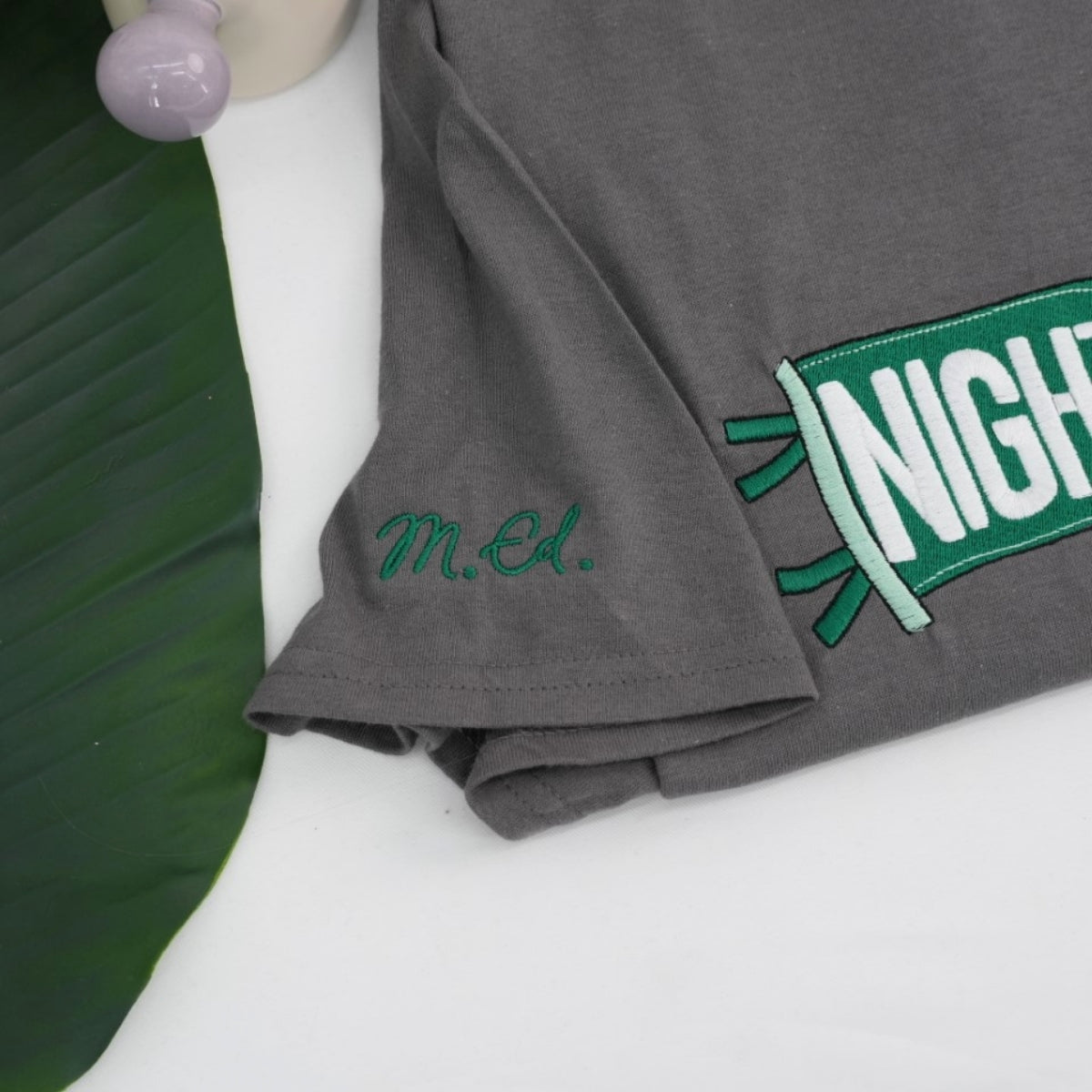School Pride Custom Embroidered Team Pennant T-Shirt - Personalized School Spirit Gift