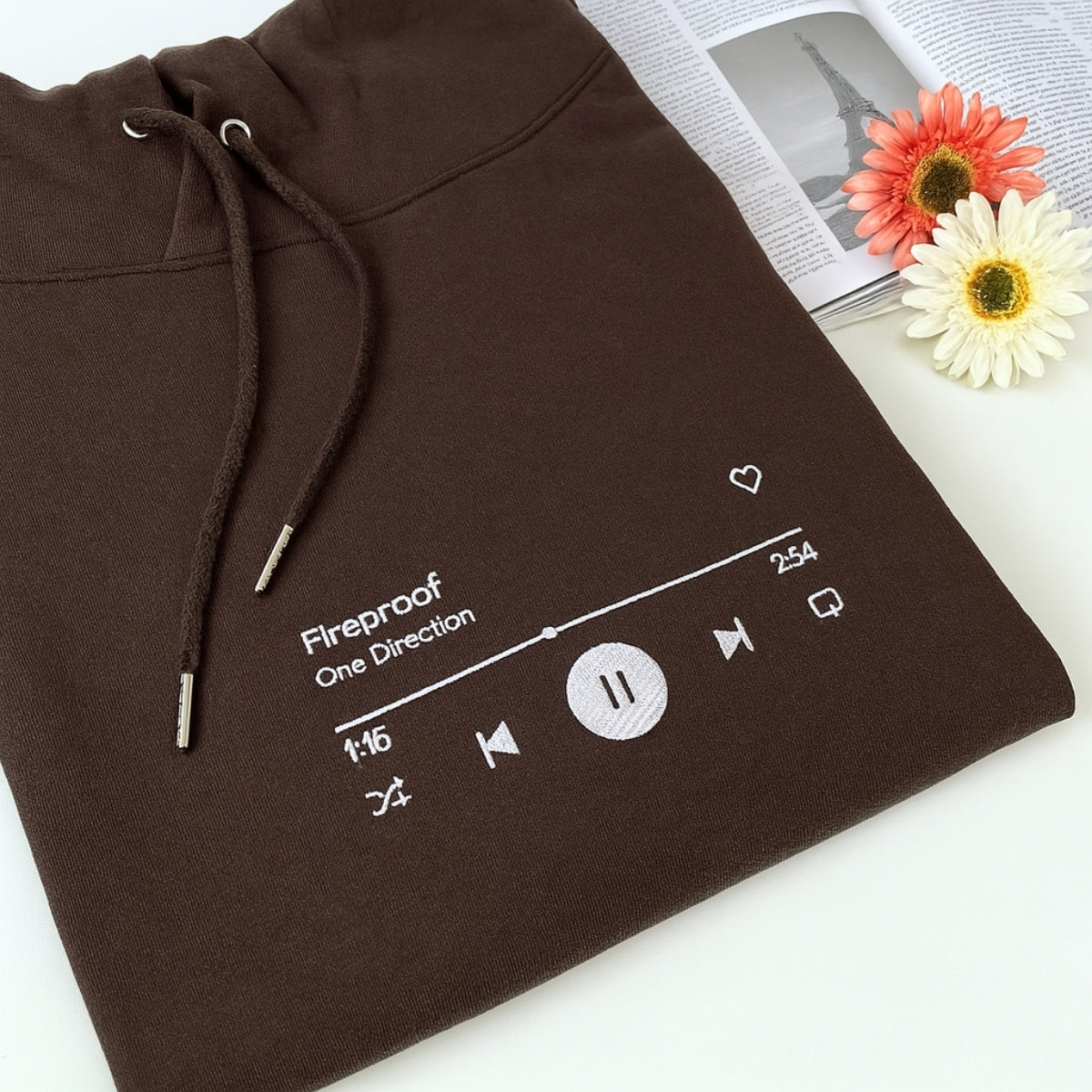 Music Lover Gift Custom Embroidered Song Hoodie - Personalized Music Player Sweatshirt