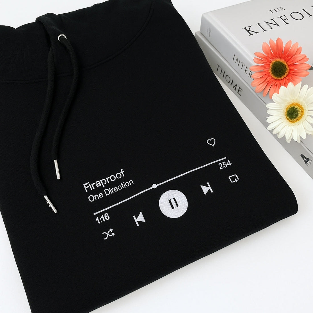 Music Lover Gift Custom Embroidered Song Hoodie - Personalized Music Player Sweatshirt