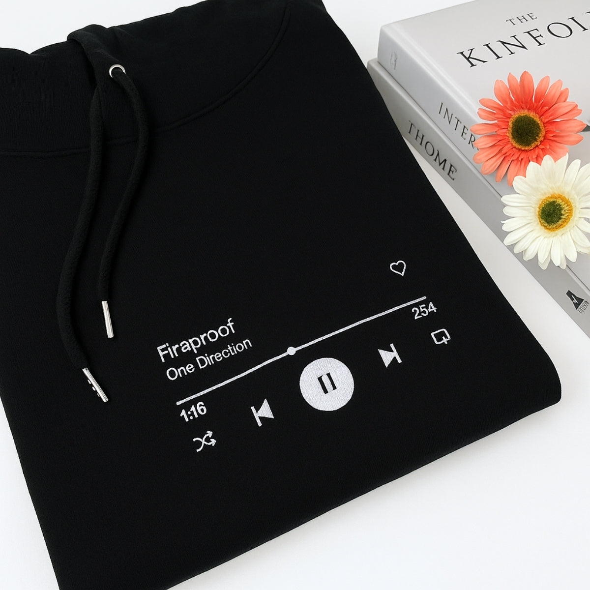 Music Lover Gift Custom Embroidered Song Hoodie - Personalized Music Player Sweatshirt