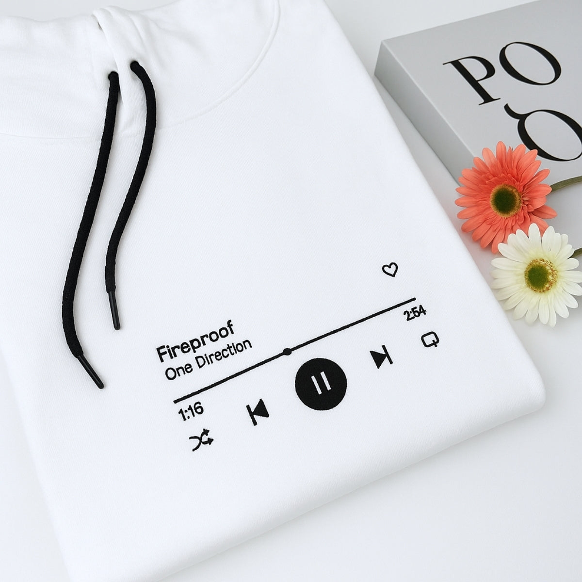 Music Lover Gift Custom Embroidered Song Hoodie - Personalized Music Player Sweatshirt