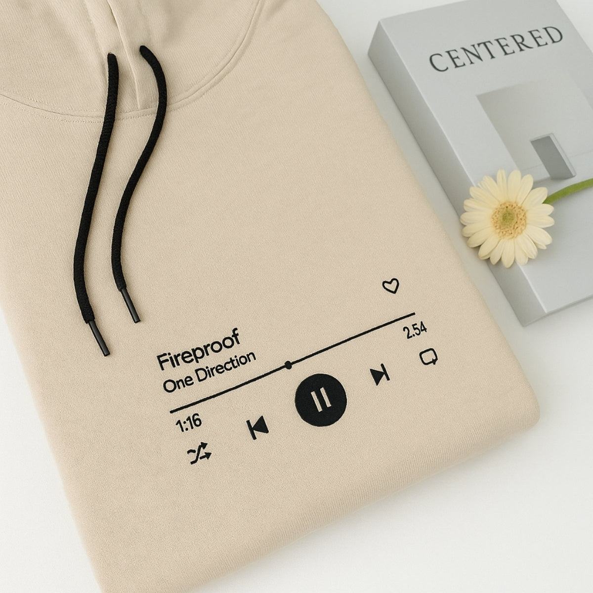 Music Lover Gift Custom Embroidered Song Hoodie - Personalized Music Player Sweatshirt