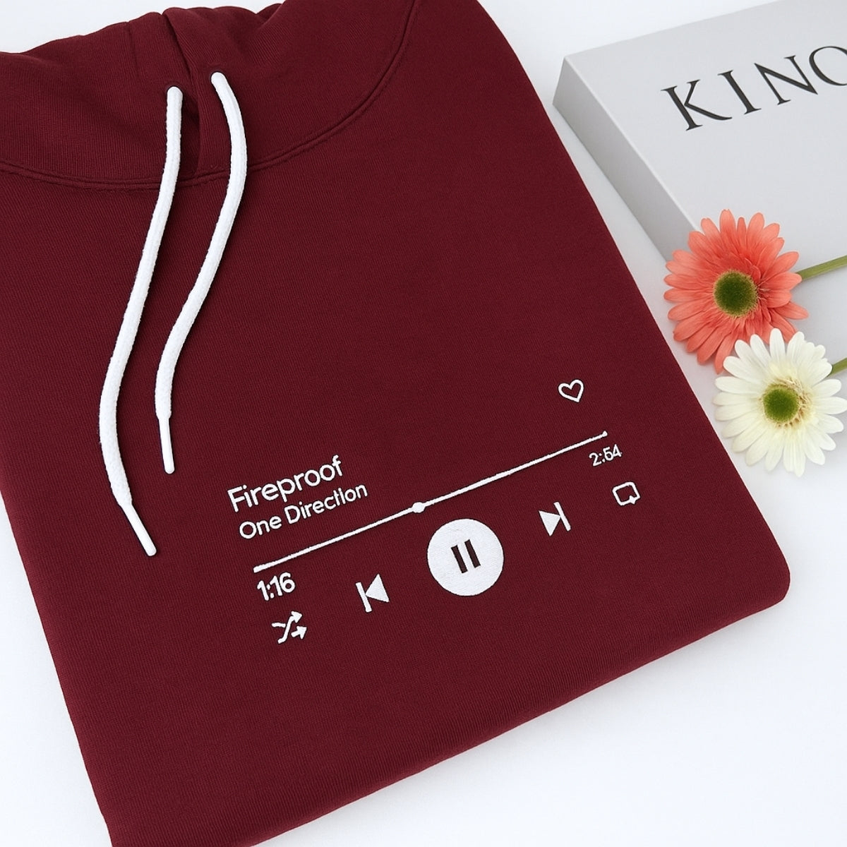 Music Lover Gift Custom Embroidered Song Hoodie - Personalized Music Player Sweatshirt