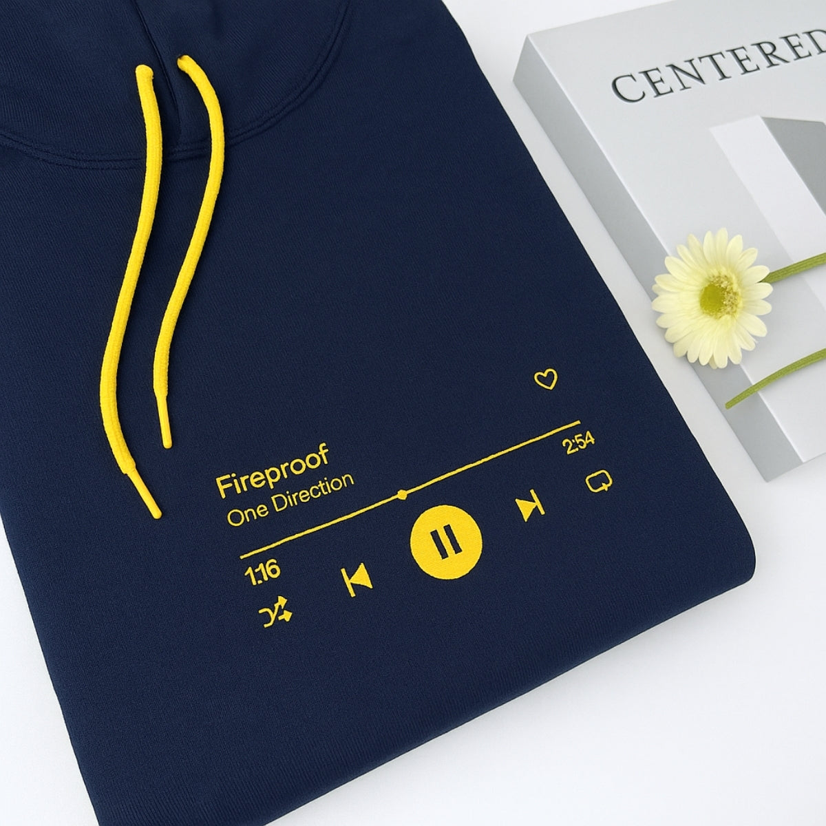 Music Lover Gift Custom Embroidered Song Hoodie - Personalized Music Player Sweatshirt