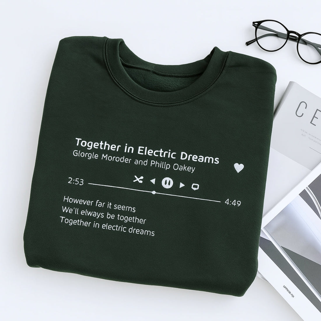 Personalized Music Gift Custom Embroidered Song Sweatshirt - Favorite Song Player