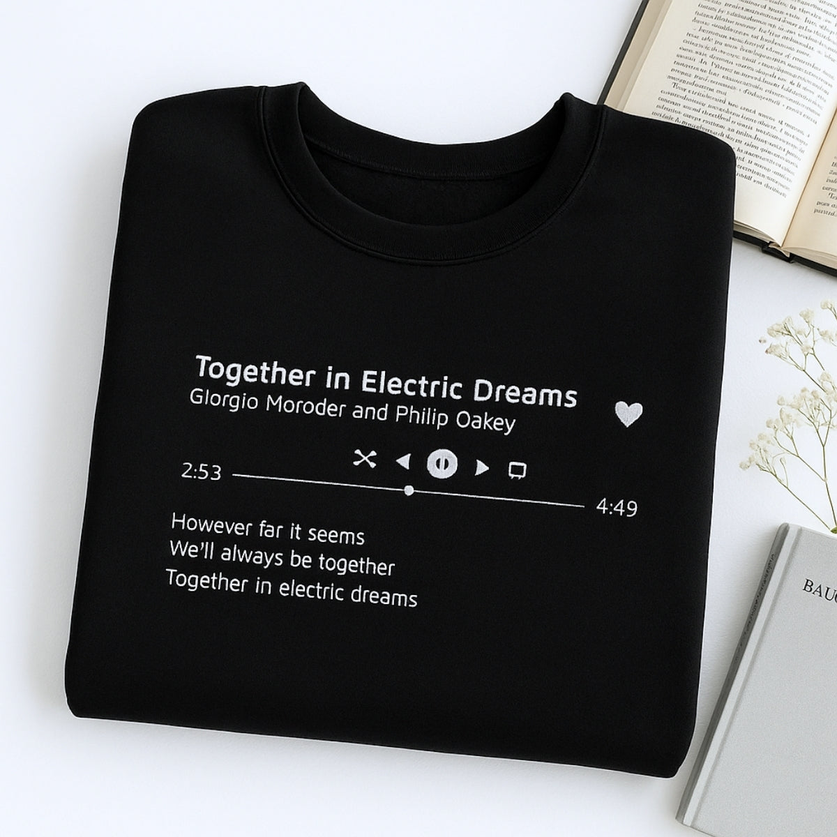 Personalized Music Gift Custom Embroidered Song Sweatshirt - Favorite Song Player