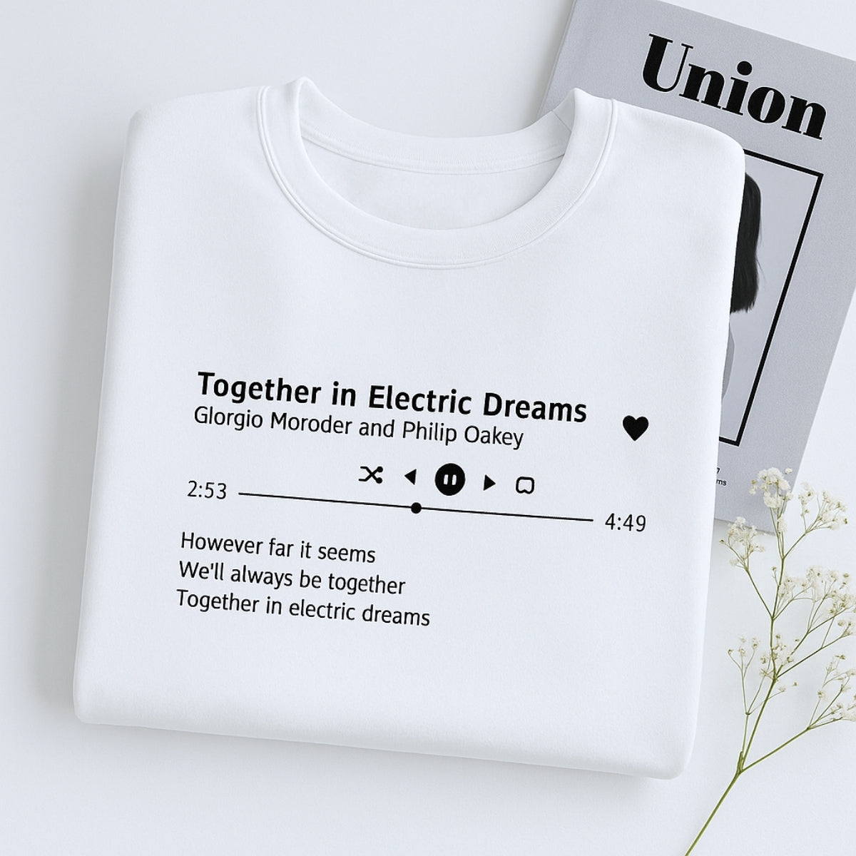 Personalized Music Gift Custom Embroidered Song Sweatshirt - Favorite Song Player
