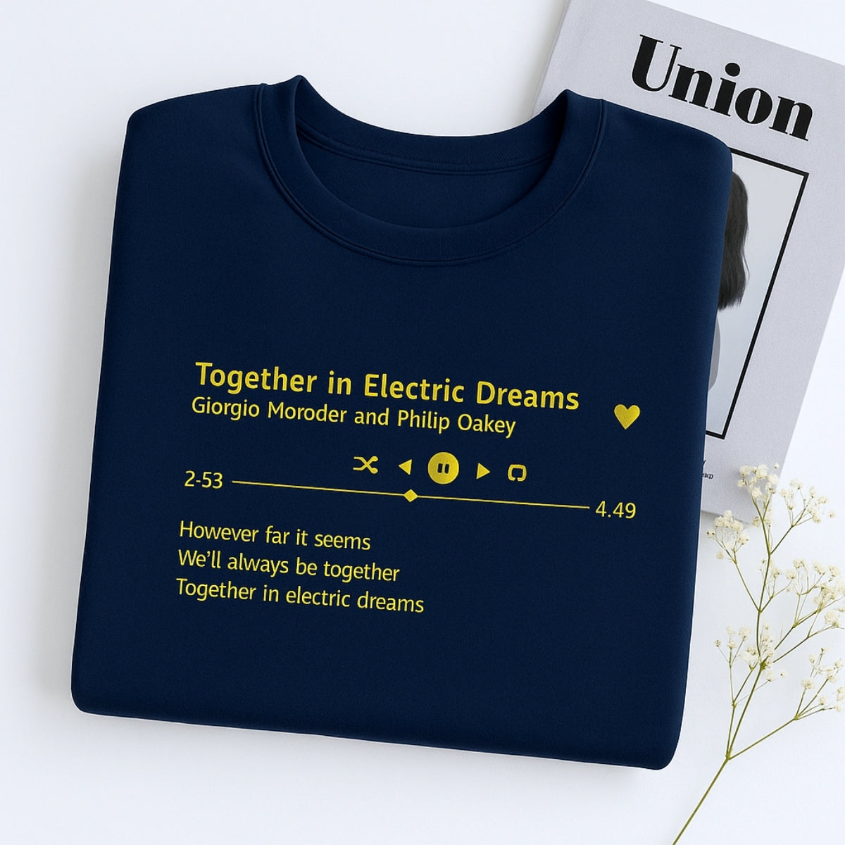 Personalized Music Gift Custom Embroidered Song Sweatshirt - Favorite Song Player