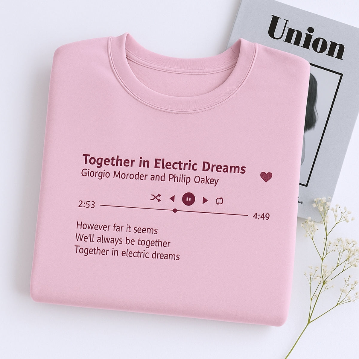 Personalized Music Gift Custom Embroidered Song Sweatshirt - Favorite Song Player