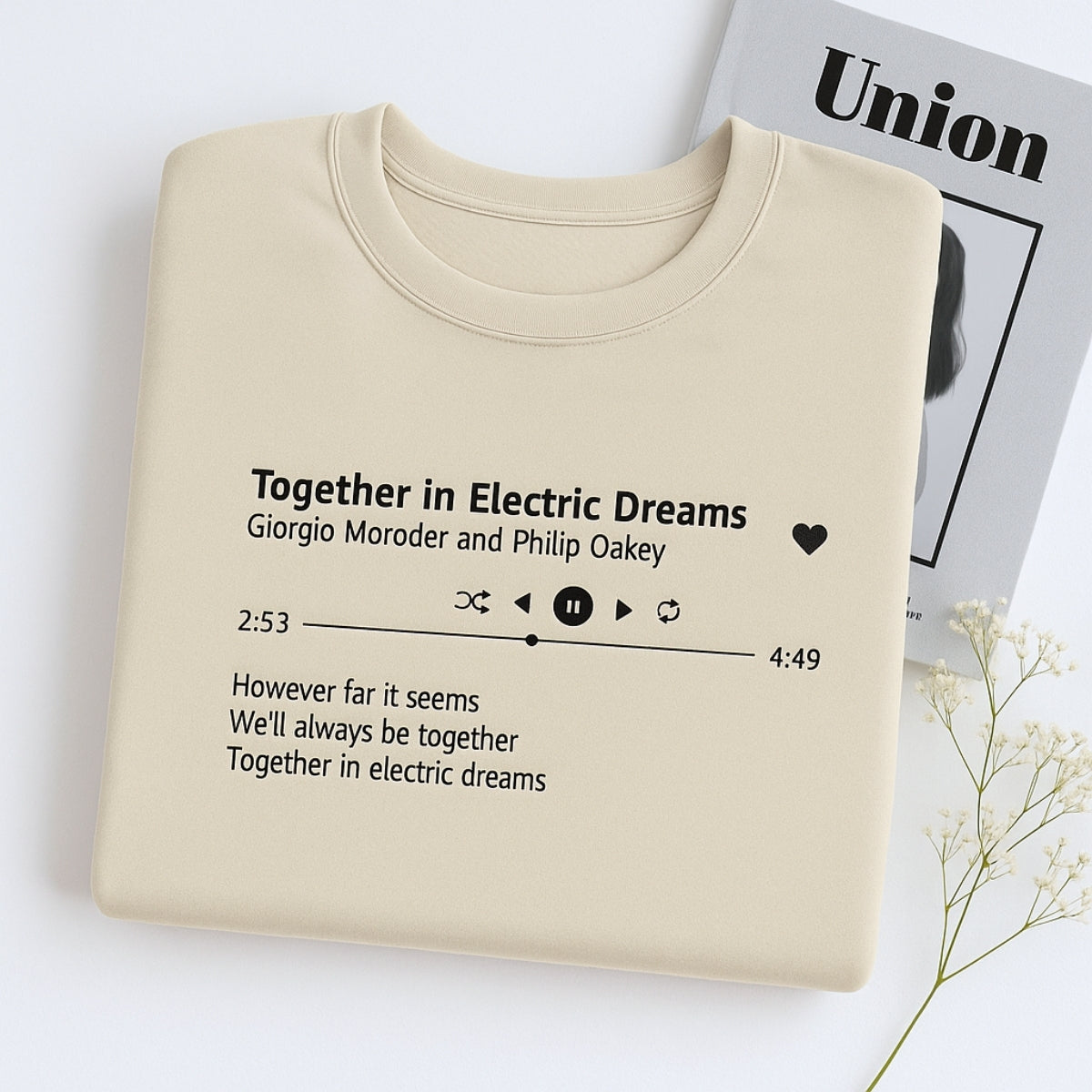 Personalized Music Gift Custom Embroidered Song Sweatshirt - Favorite Song Player