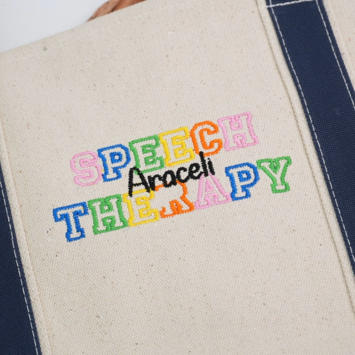 SLP Gift Custom Embroidered Tote Bag - Personalized Speech Language Pathologist Bag