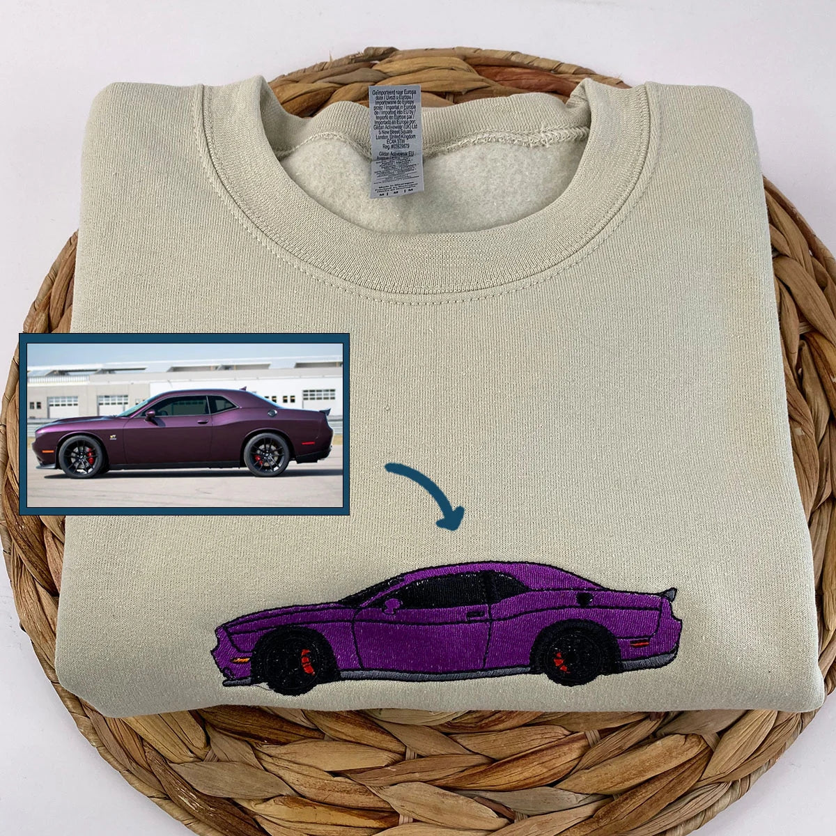 Car Enthusiast Gift Custom Embroidered Sports Car Hoodie - Vehicle Portrait Sweatshirt