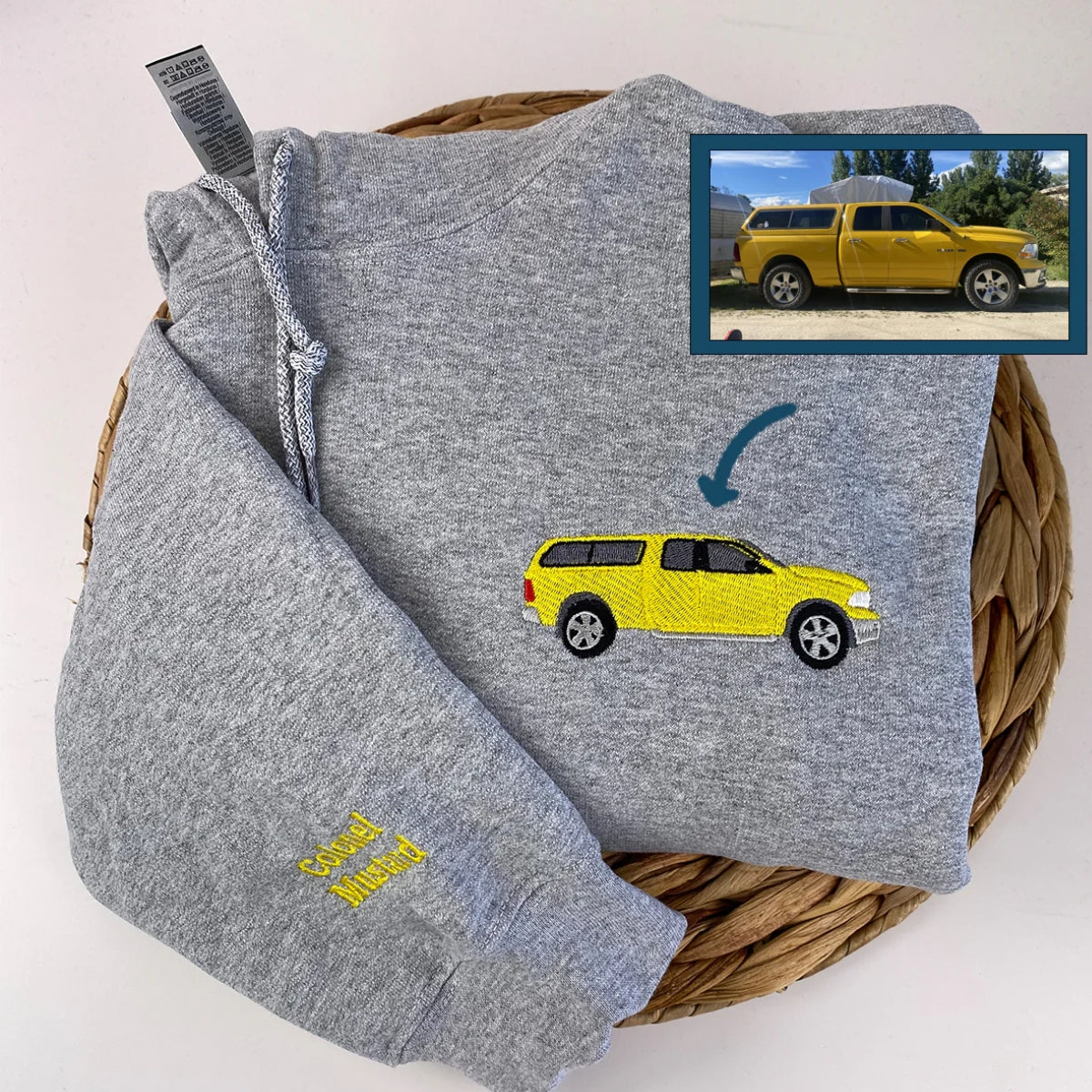 Car Enthusiast Gift Custom Embroidered Sports Car Hoodie - Vehicle Portrait Sweatshirt