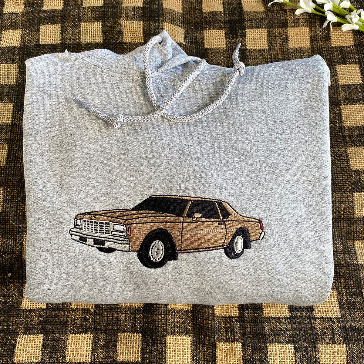 Car Enthusiast Gift Custom Embroidered Sports Car Hoodie - Vehicle Portrait Sweatshirt