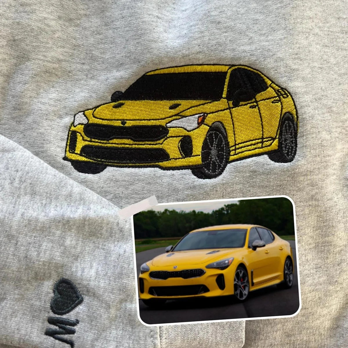 Car Enthusiast Gift Custom Embroidered Sports Car Hoodie - Vehicle Portrait Sweatshirt
