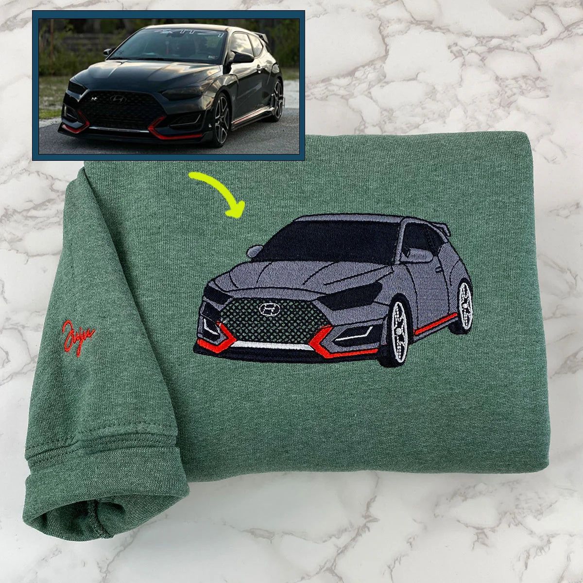 Car Lover Gift Custom Embroidered Sports Car Sweatshirt - Vehicle Hoodie
