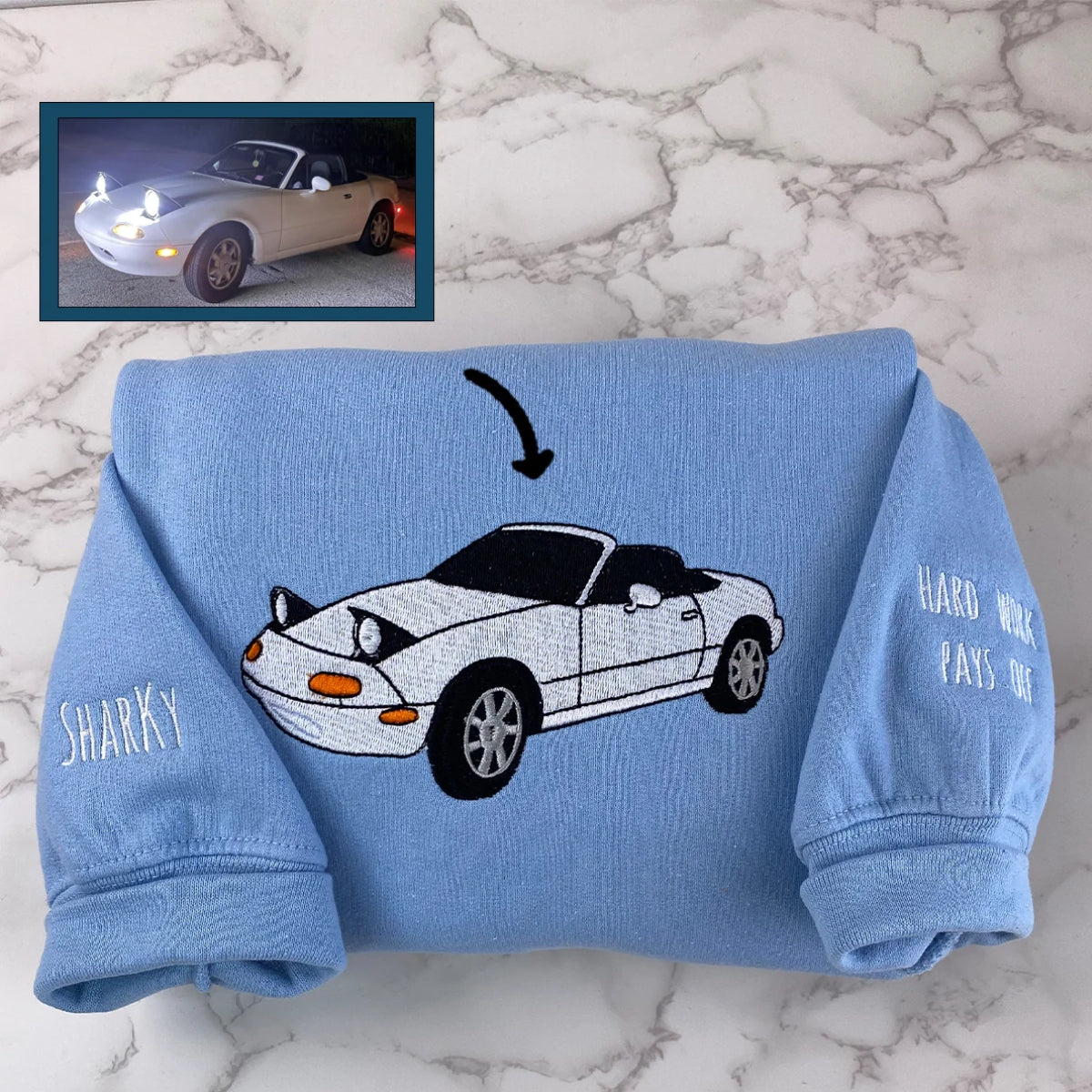 Car Lover Gift Custom Embroidered Sports Car Sweatshirt - Vehicle Hoodie