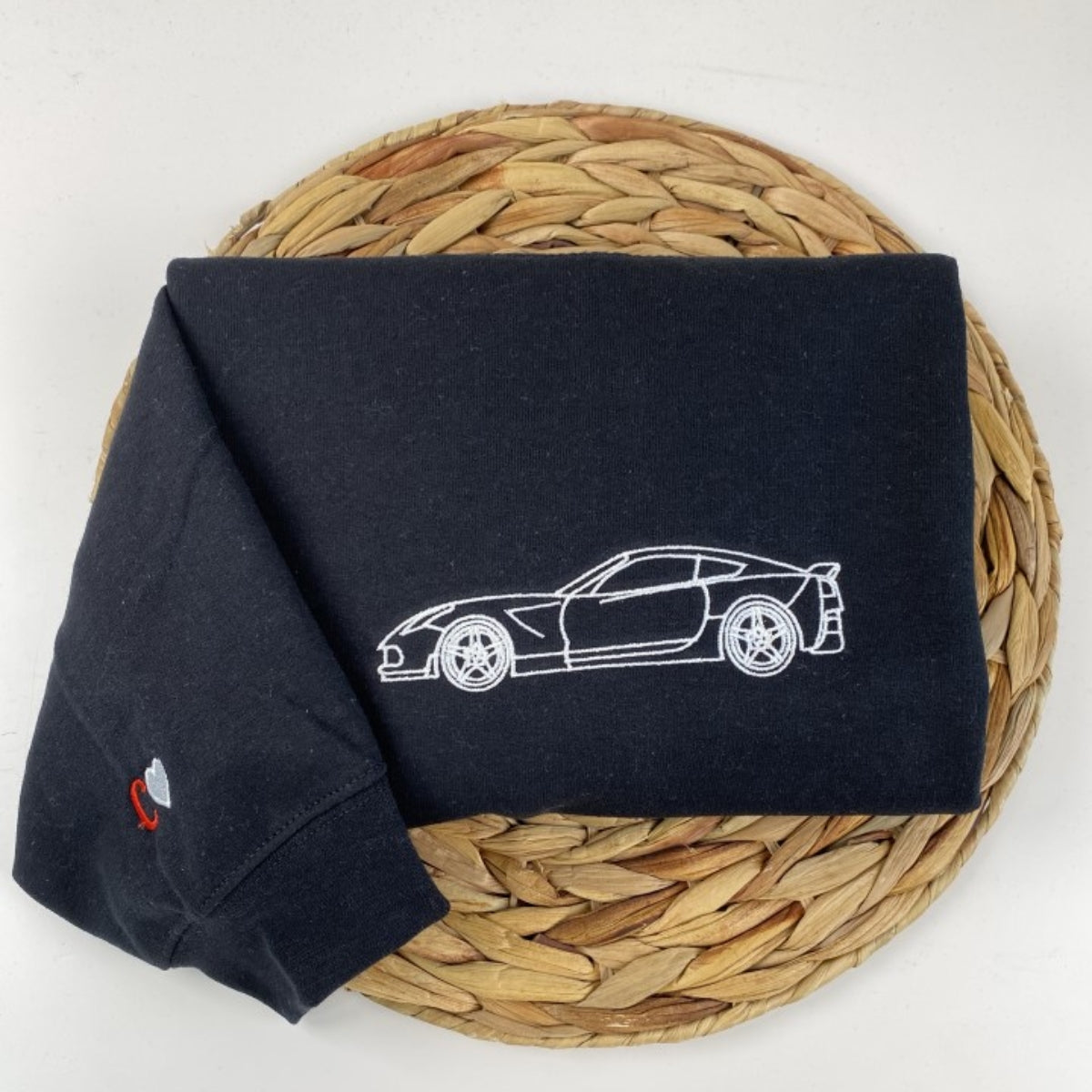 Elegant Car Lover Custom Embroidered Line Art Hoodie - Vehicle Portrait Sweatshirt