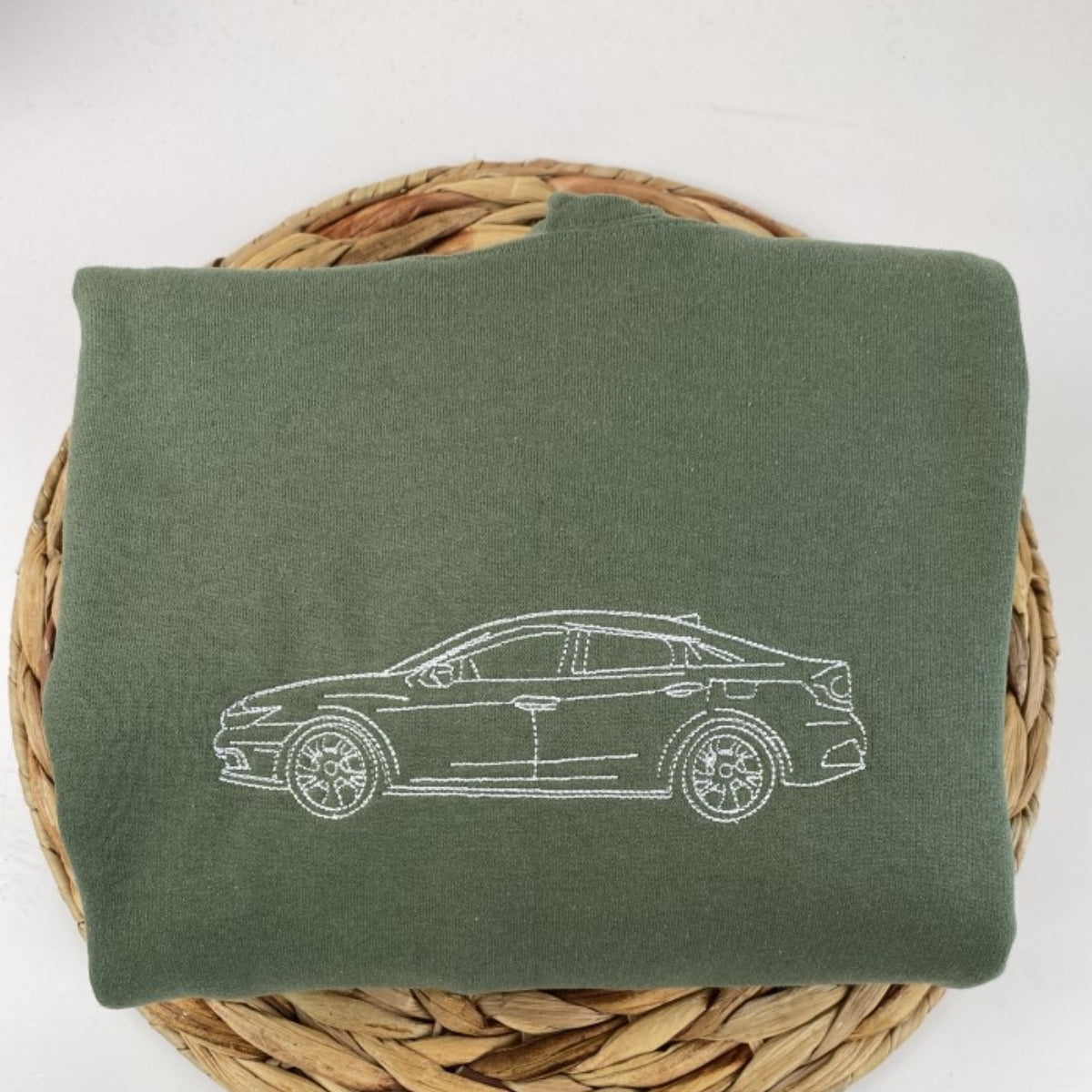 Elegant Car Lover Custom Embroidered Line Art Hoodie - Vehicle Portrait Sweatshirt