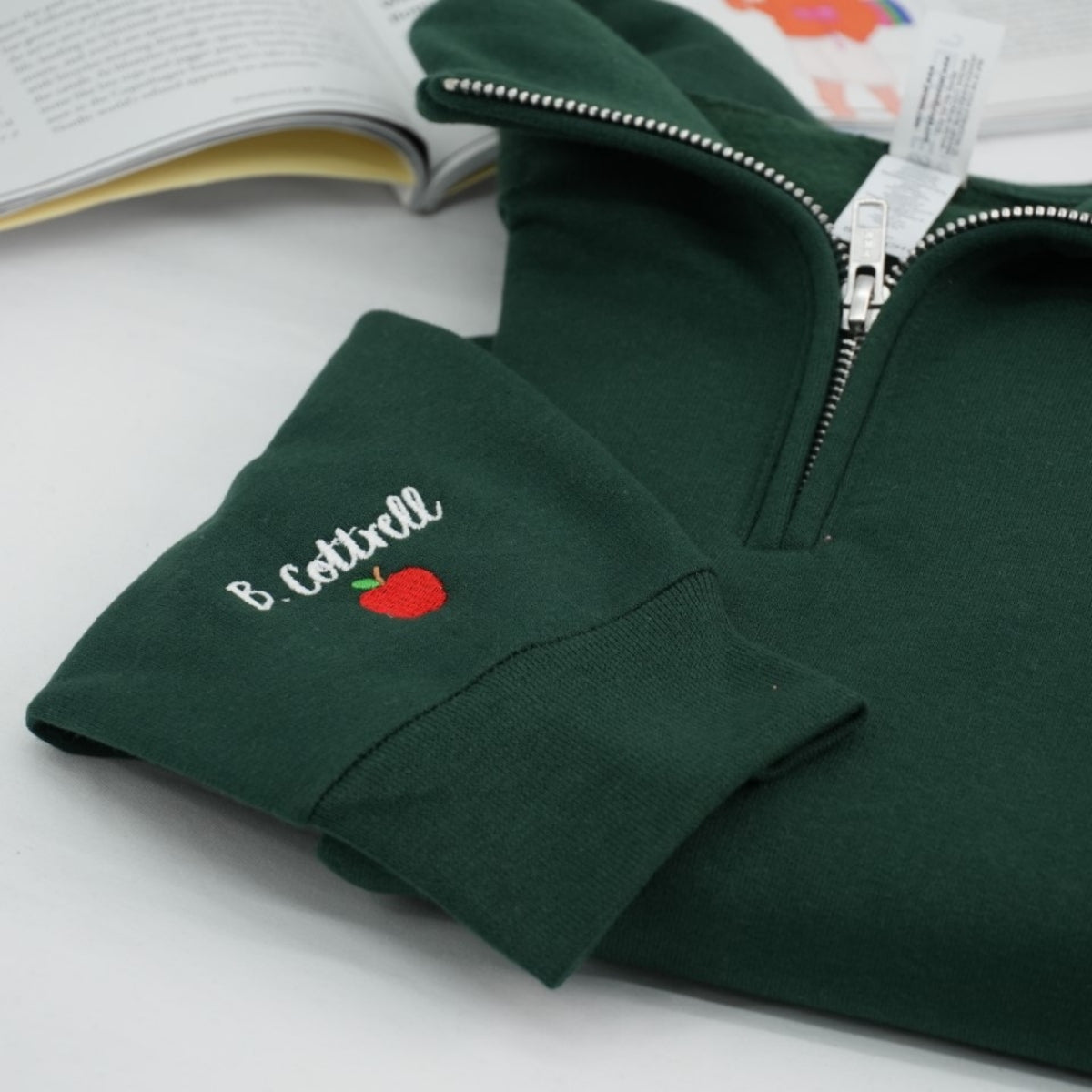 Teacher Gift Custom Embroidered Apple Quarter Zip - Personalized Teacher Sweatshirt