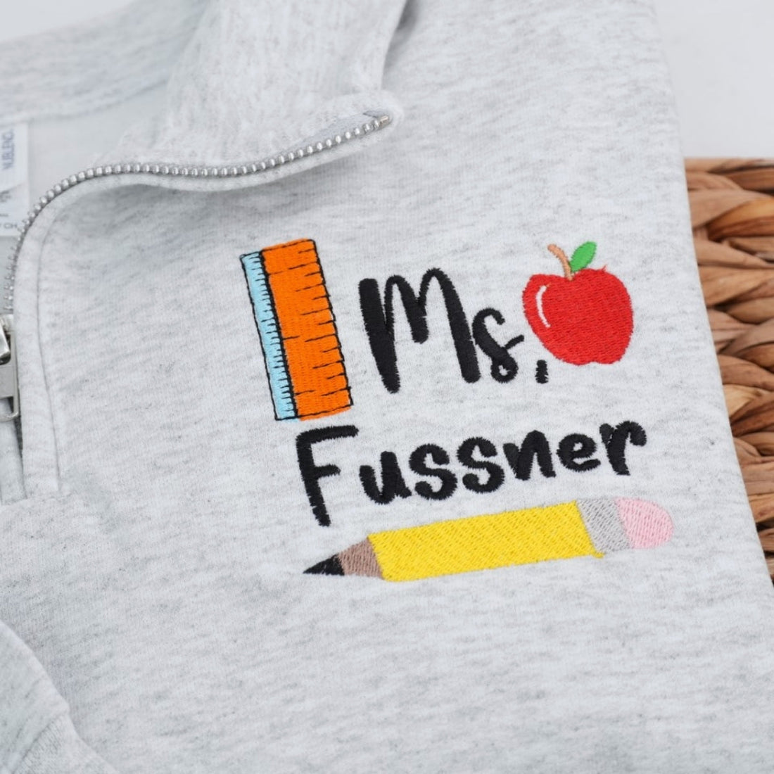 Education Gift Custom Embroidered Teacher Quarter Zip - Personalized Ms Pullover
