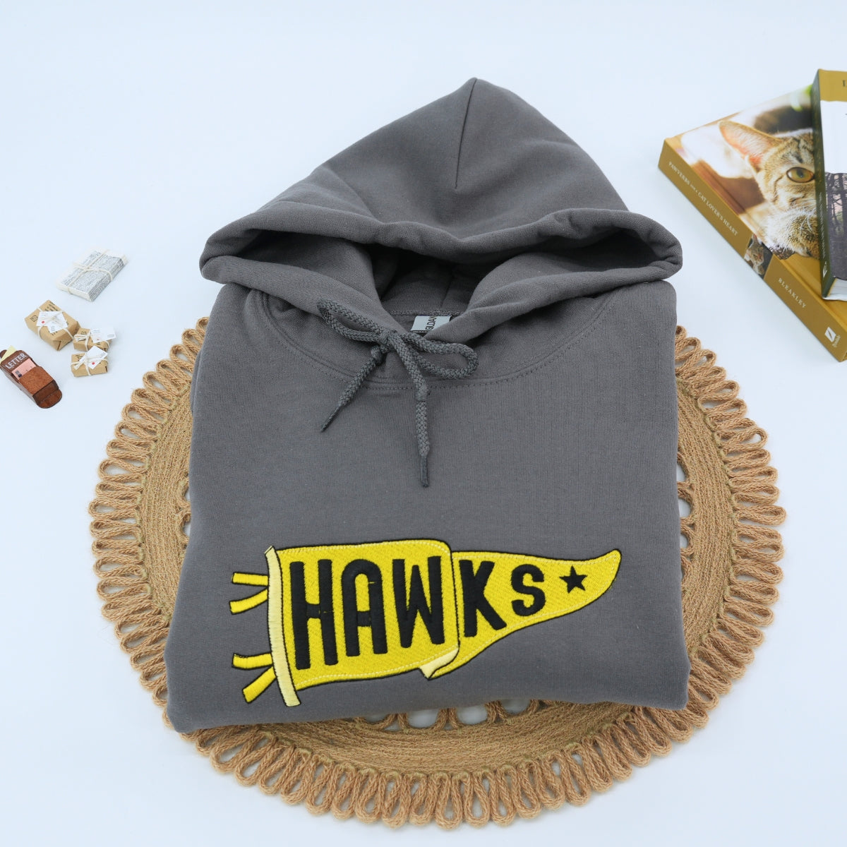 Sports Pennant Custom Embroidered Hoodie - Personalized Team Spirit Sweatshirt - Fan Gift