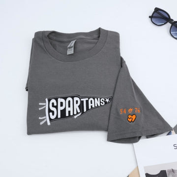 Spartans Custom Embroidered Sweatshirt - Personalized Sports Apparel - Numbers Gift