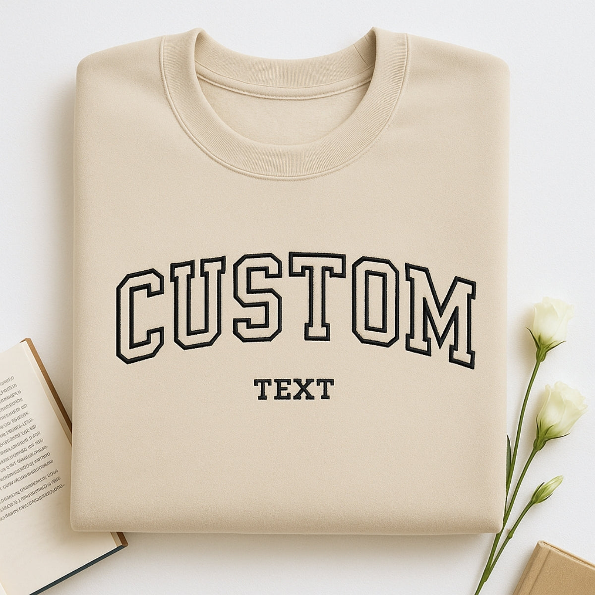 Varsity Style Custom Text Embroidered Hoodie - Personalized Front & Sleeve Customization