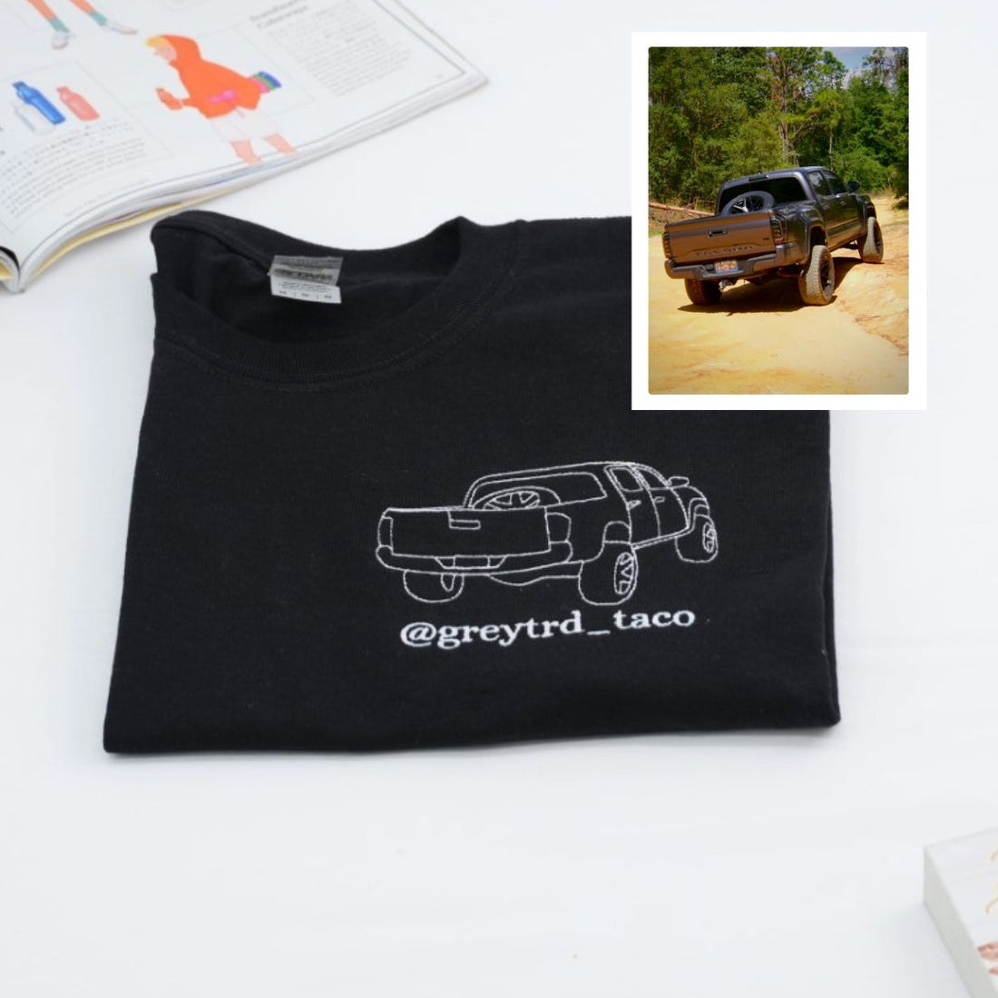 Truck Outline Custom Embroidered T-Shirt - Personalized Auto Apparel - Truck Lover Gift