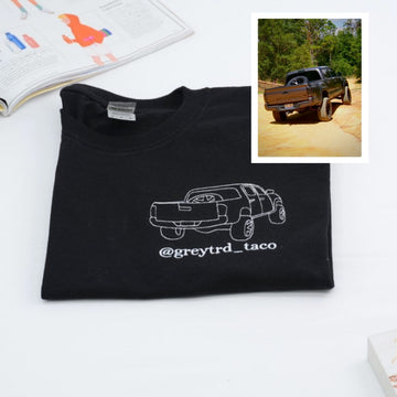Truck Outline Custom Embroidered T-Shirt - Personalized Auto Apparel - Truck Lover Gift