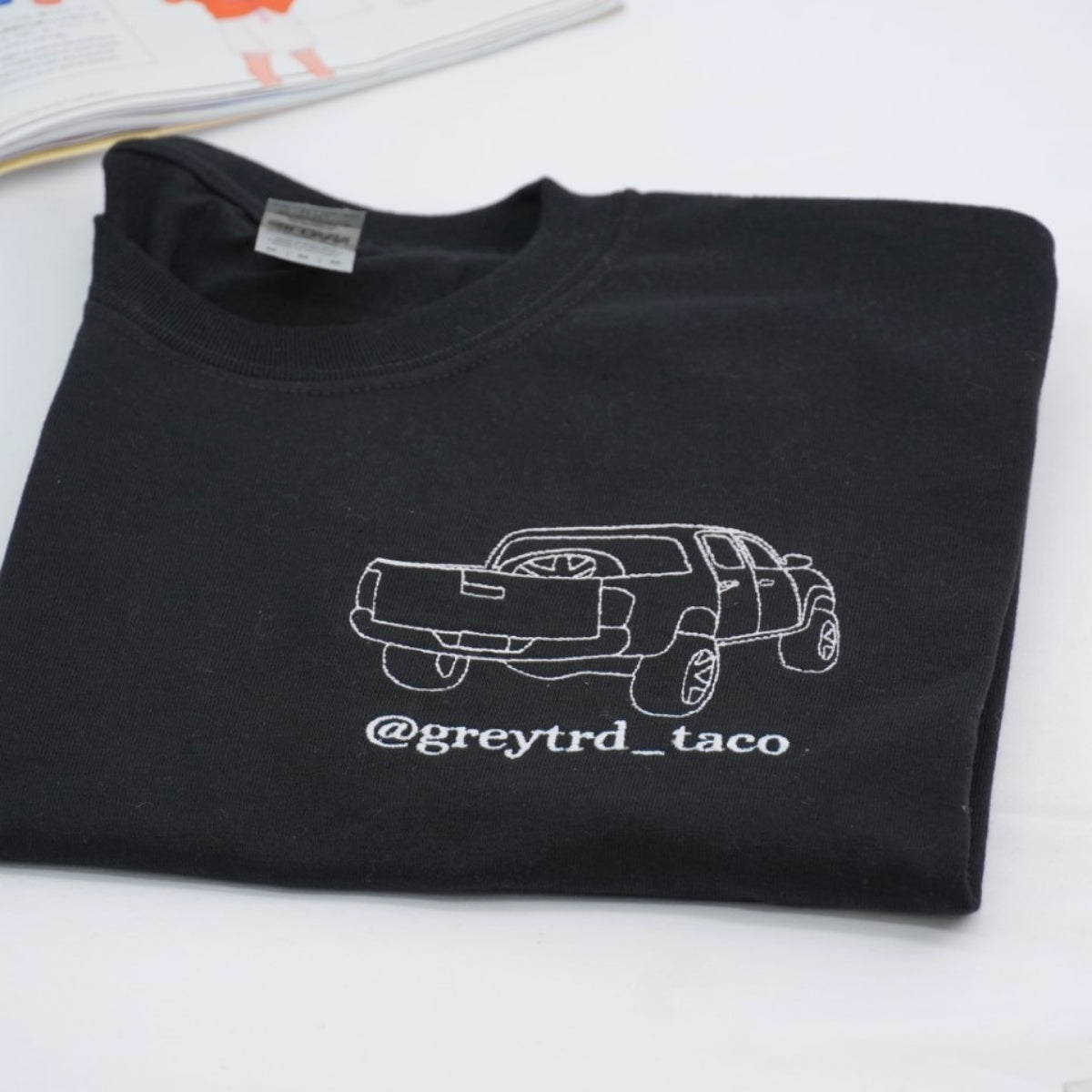 Truck Outline Custom Embroidered T-Shirt - Personalized Auto Apparel - Truck Lover Gift