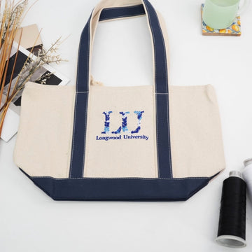 Floral College Letter Custom Embroidered Tote Bag - Personalized Sorority Student Gift