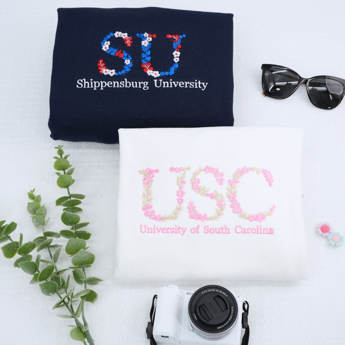 Floral Letter Custom Embroidered Hoodie - Personalized College Graduation Sweatshirt