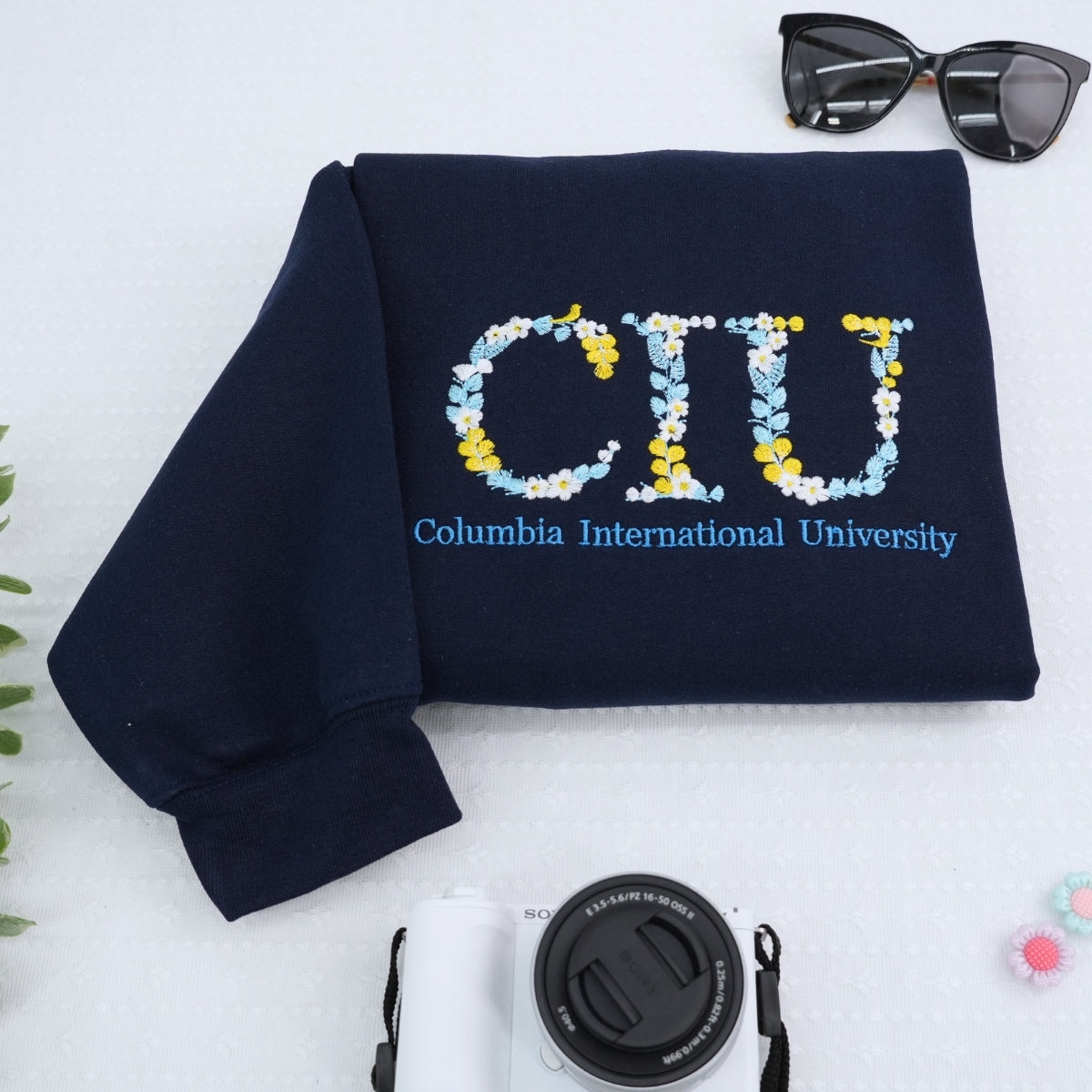 Floral Letter Custom Embroidered Hoodie - Personalized College Graduation Sweatshirt