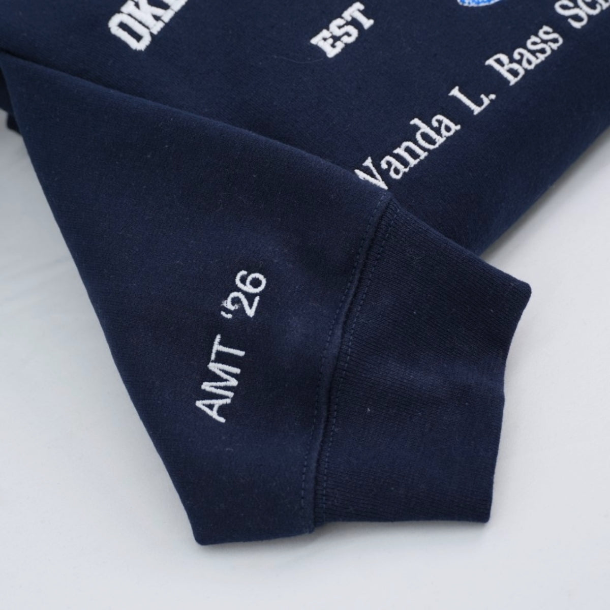 College Logo Custom Embroidered Hoodie - Personalized School Sweatshirt Student Gift