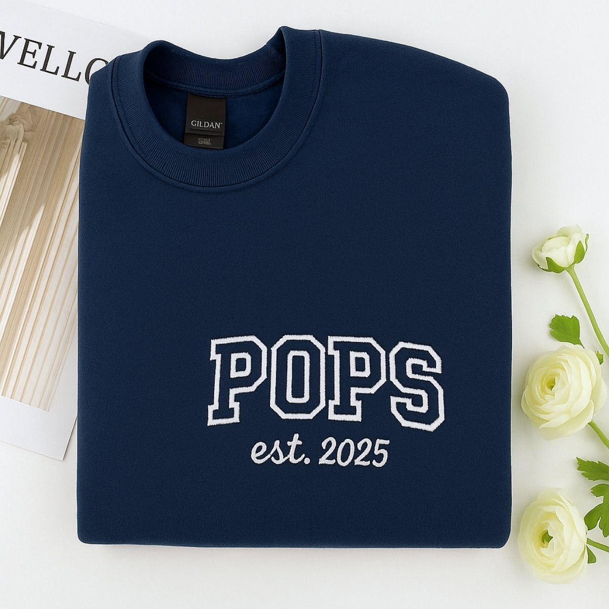 Varsity Pops Custom Embroidered Sweatshirt - Personalized Grandchild Name Grandpa Gift